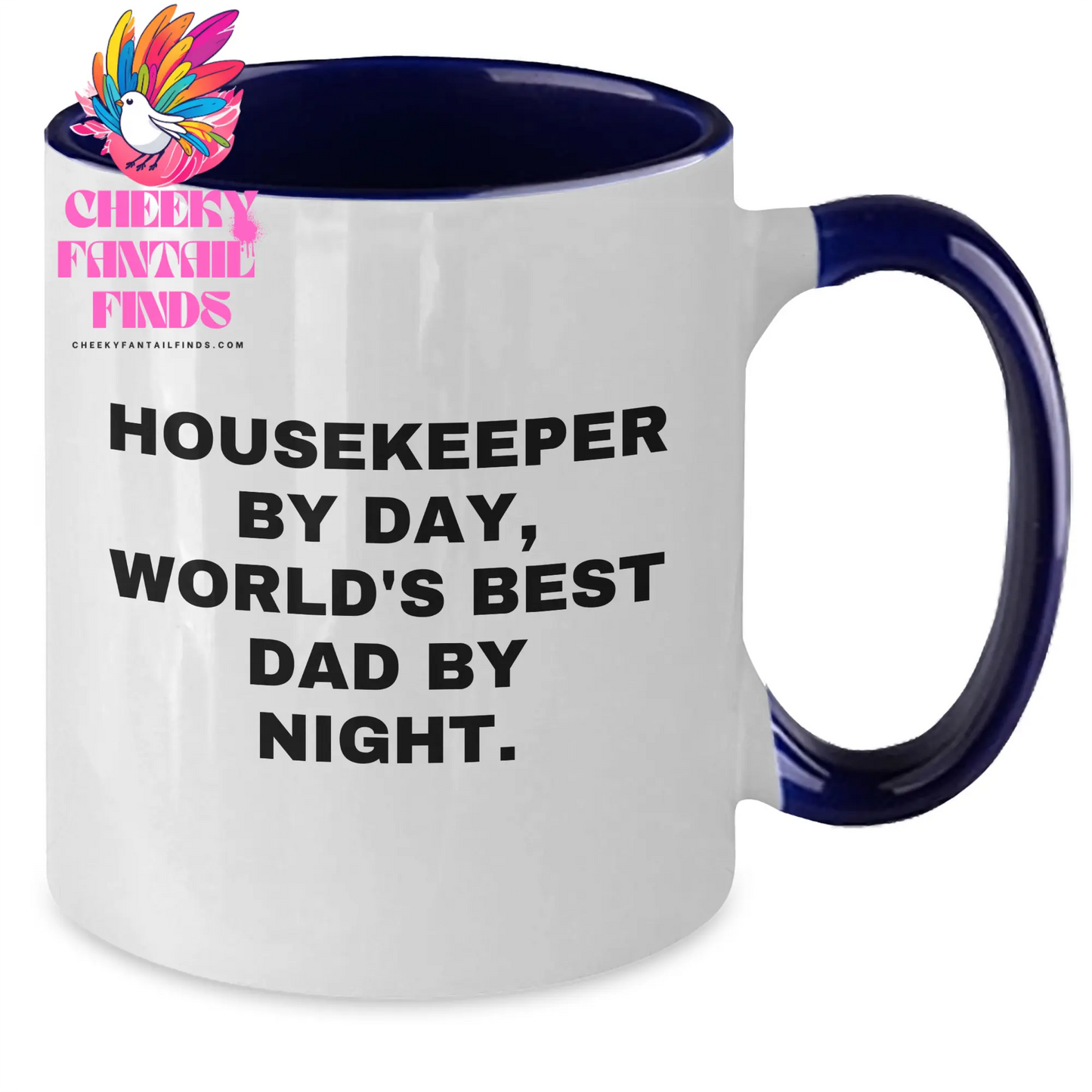 Funny Housekeeper Gifts, Housekeeper By Day, World's Best Dad By Night. Two Tone Coffee Mug, Father's Day Unique Gifts from Family - Additional