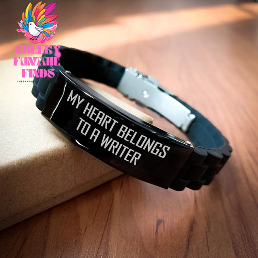Funny Inspirational Gifts from Friends to Writer - My Heart Belongs To A Writer Glide lock Clasp Bracelet for Mother's Day Unique Gifts - Image 2
