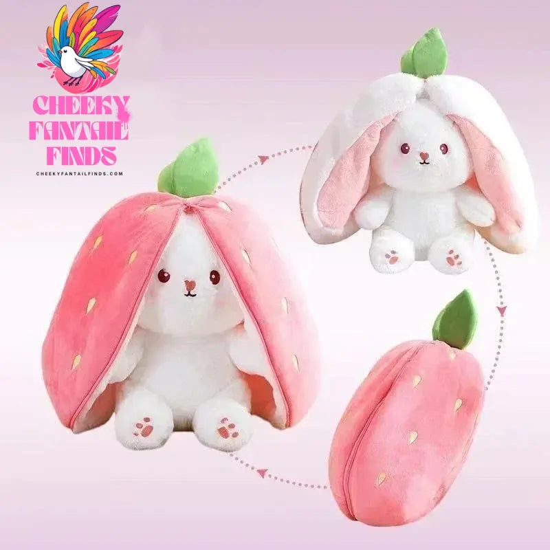 Funny Joy Kawaii Fruit Bunny Plush Toy Cute Carrot Strawberry Turn Into Rabbit Plush Toy Kids Birthday Christmas Gift Cheeky Fantail Finds