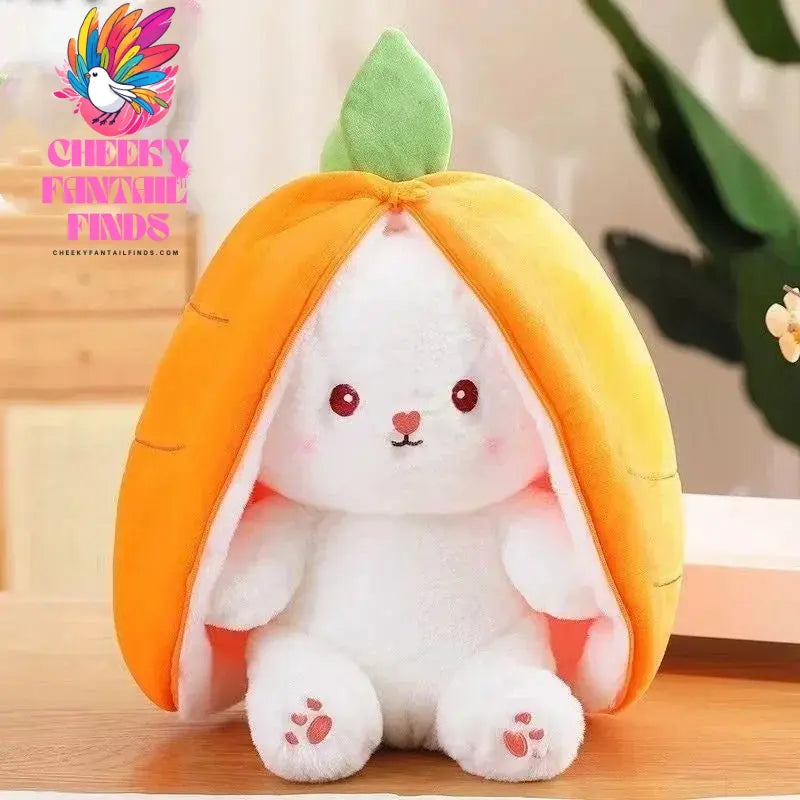 Funny Joy Kawaii Fruit Bunny Plush Toy Cute Carrot Strawberry Turn Into Rabbit Plush Toy Kids Birthday Christmas Gift Cheeky Fantail Finds