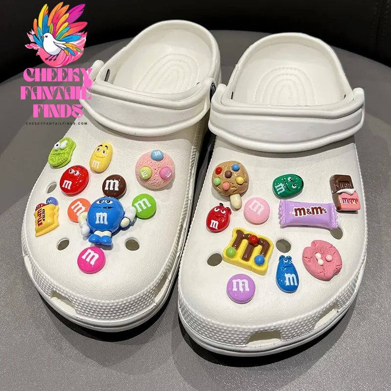 Funny Letter M Bean Hole Shoes Charms Decorations Jeans Fit Cute Candy Shoe Charms Pins For Child's Slippers Accessories Gift Cheeky Fantail Finds