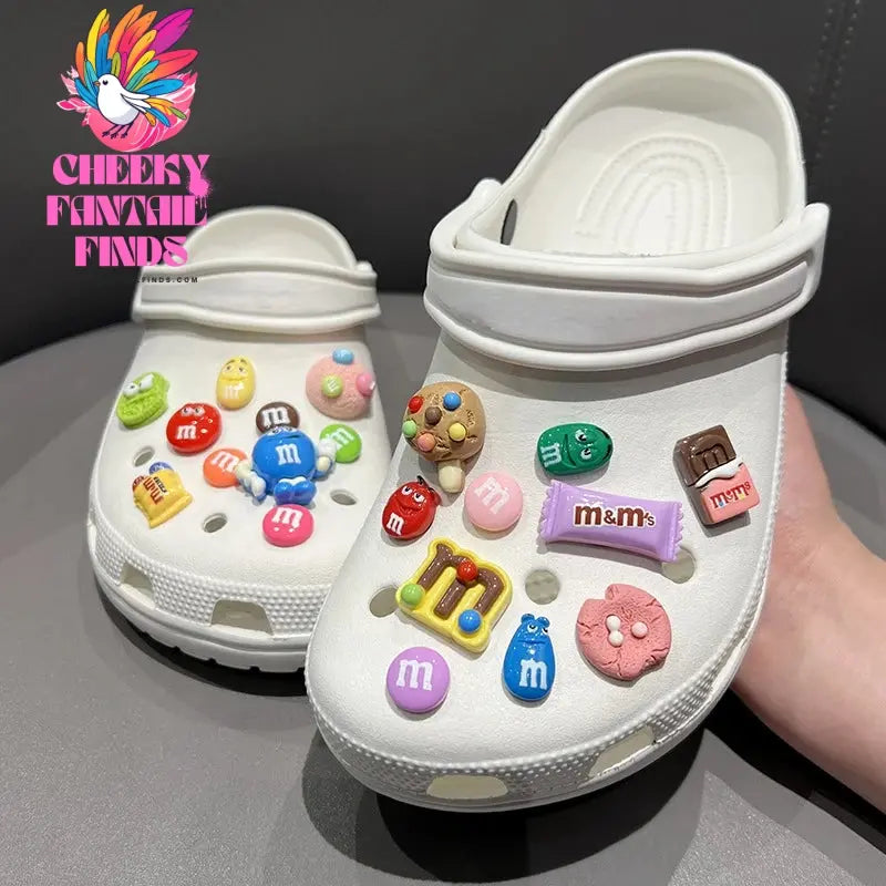 Funny Letter M Bean Hole Shoes Charms Decorations Jeans Fit Cute Candy Shoe Charms Pins For Child's Slippers Accessories Gift Cheeky Fantail Finds