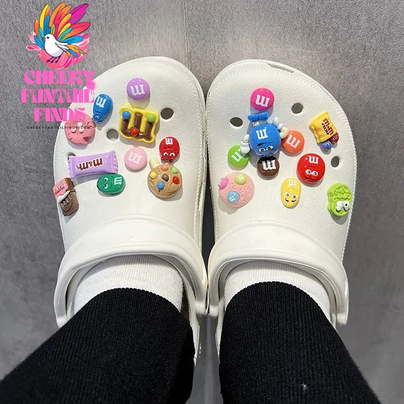 Funny Letter M Bean Hole Shoes Charms Decorations Jeans Fit Cute Candy Shoe Charms Pins For Child's Slippers Accessories Gift Cheeky Fantail Finds