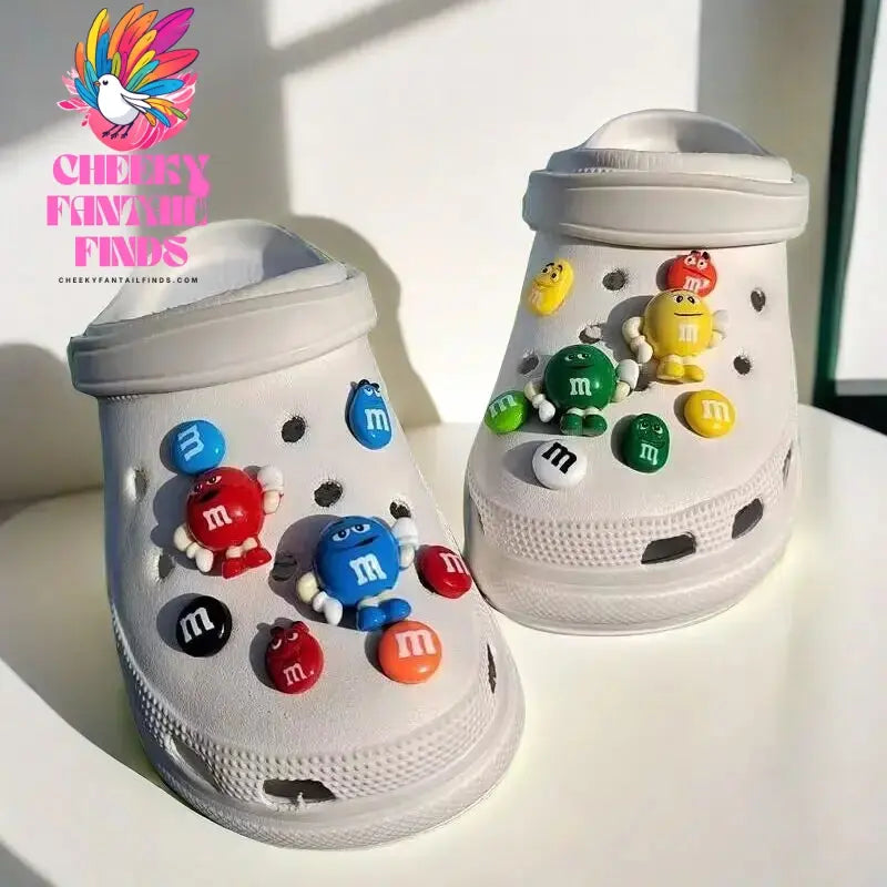 Funny Letter M Bean Hole Shoes Charms Decorations Jeans Fit Cute Candy Shoe Charms Pins For Child's Slippers Accessories Gift Cheeky Fantail Finds