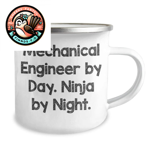 Funny Mechanical Engineer Gifts for Men - Camping Mug with Quote 'Mechanical Engineer By Day. Ninja By Night.' - Gifts from Friends or Family to Dad on Father's Day - Image 2