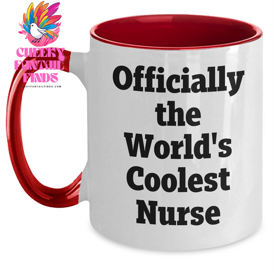 Funny Nurse Gifts from Men to Friends, Two Tone Coffee Mug for Officially The World's Coolest Nurse, Mother's Day Unique Gifts - Main