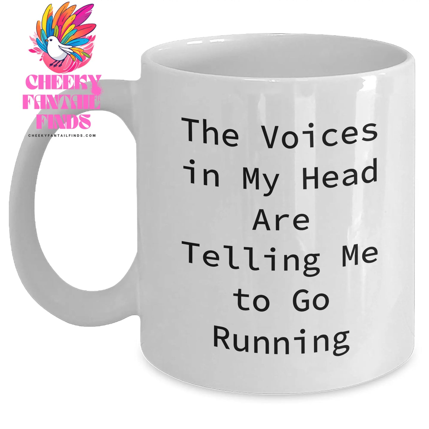 Funny Running Humor Gifts from Mom to Daughter for Mother's Day, White Coffee Mug, 'The Voices In My Head Are Telling Me To Go Running' - Main