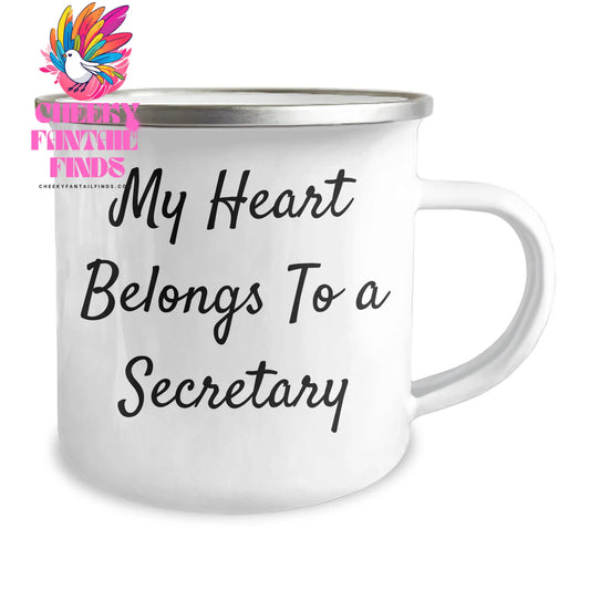 Funny Secretary Gifts - My Heart Belongs To A Secretary, Unique Camping Mug for Mom's Day, Gifts from Men to Secretary, Office Secretary - Image 2