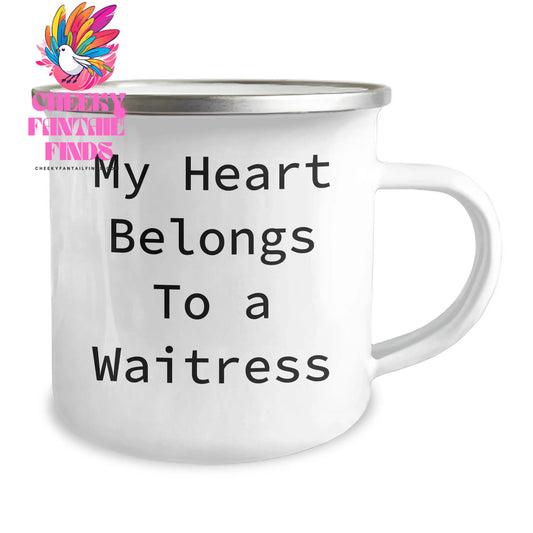 Funny Waitress Gifts from Men, Unique Camping Mug for Waitress, My Heart Belongs To A Waitress, Perfect Mother's Day Unique Gift - Image 2