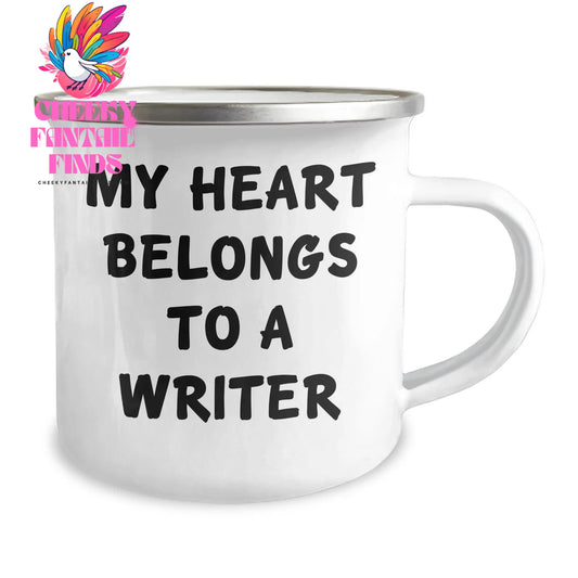 Funny Writer Gifts from Friends - My Heart Belongs To A Writer on Mother's Day, Unique Camping Mug for Women, Men, or Family - Image 2