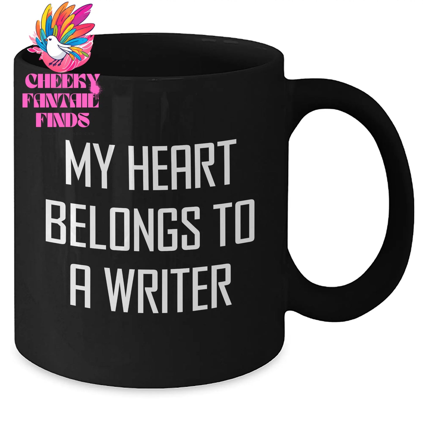 Funny Writer Gifts from Mom, Gifts for Dad, My Heart Belongs To A Writer, Black Coffee Mug, Perfect for Mother's Day - Additional