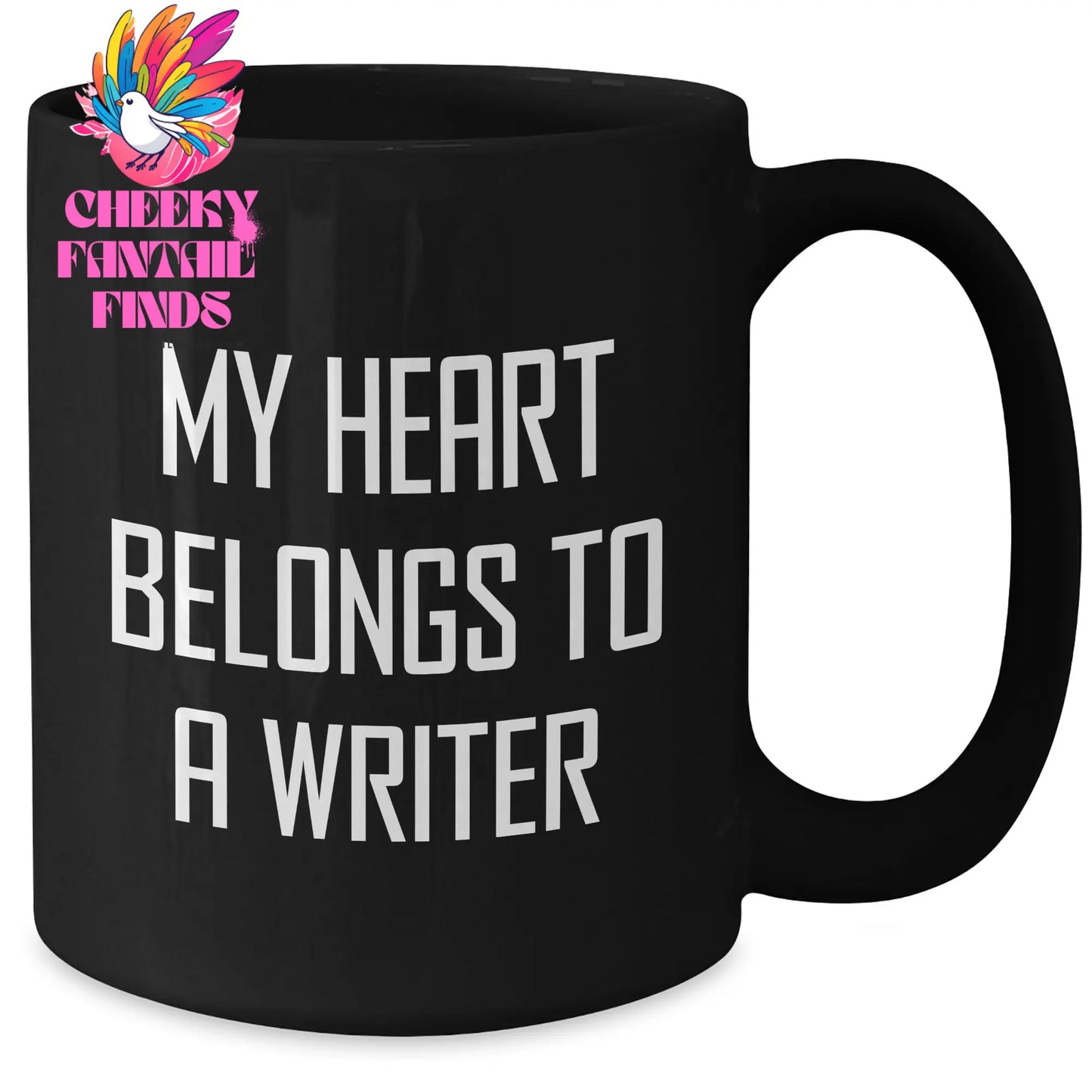 Funny Writer Gifts from Mom, Gifts for Dad, My Heart Belongs To A Writer, Black Coffee Mug, Perfect for Mother's Day - Additional