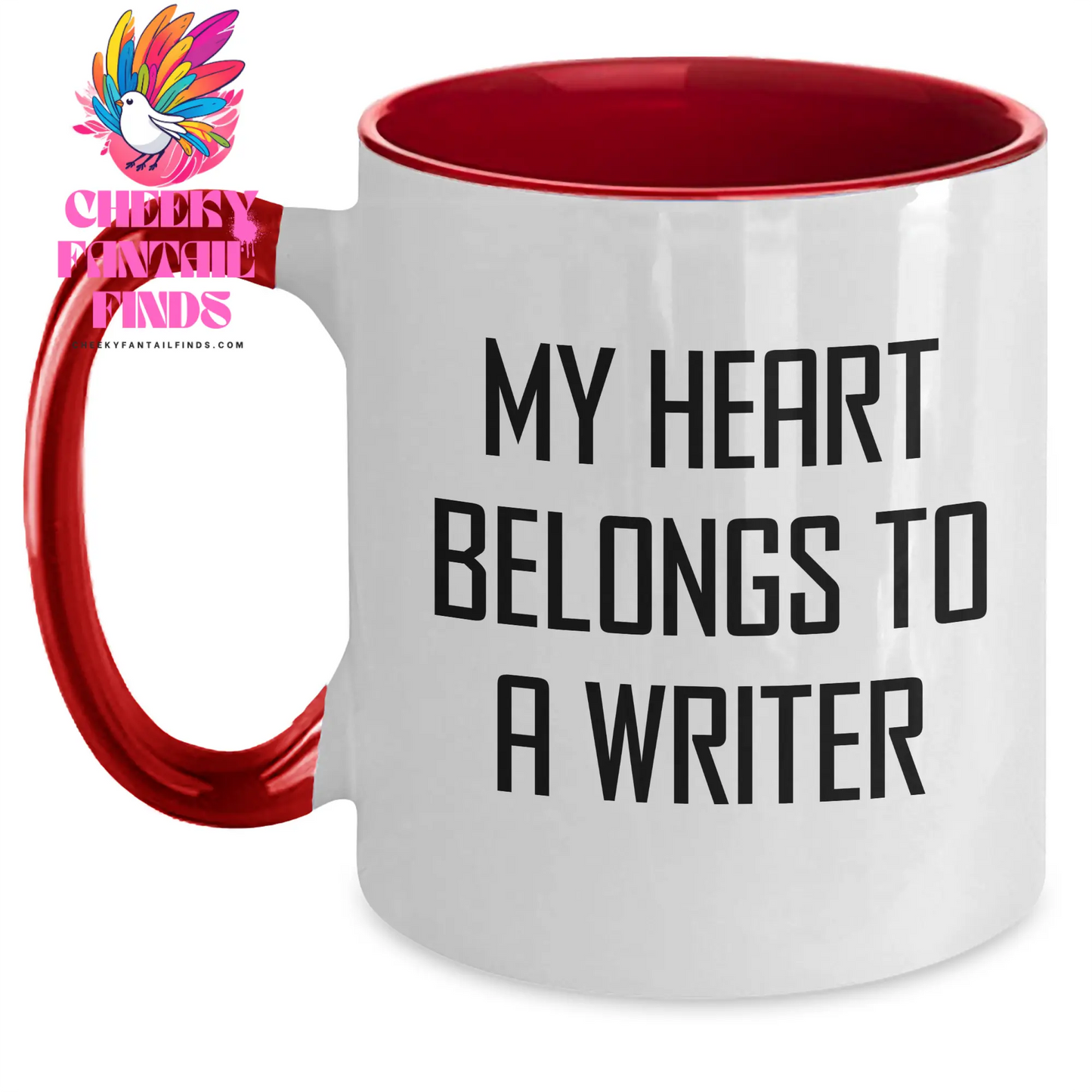 Funny Writer Gifts, My Heart Belongs To A Writer Quote, Two Tone Coffee Mug for Writer, Gifts from Family, Unique Mother's Day Unique Gifts - Main