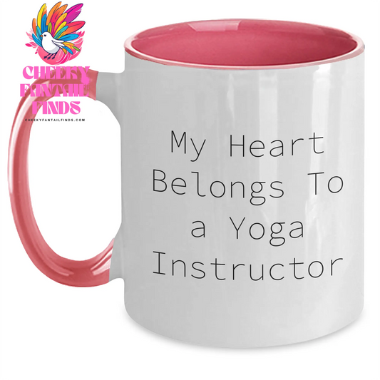 Funny Yoga Instructor Gifts from Women to Yoga Instructors, My Heart Belongs To A Yoga Instructor Two Tone Coffee Mug for Mother's Day - Main