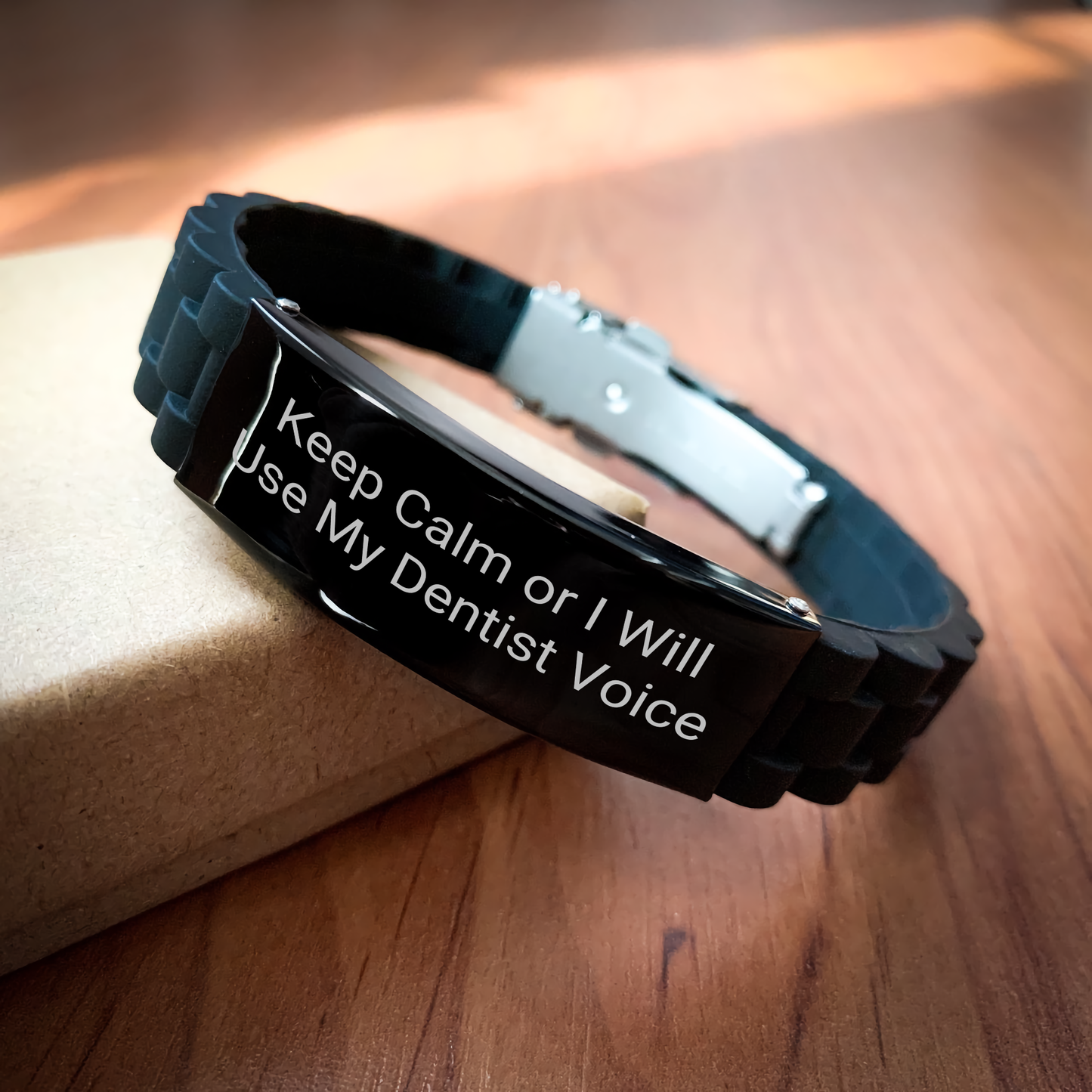 Funny Dentist Gifts for Men from Friends Keep Calm Or I Will Use My Dentist Voice Glide lock Clasp Bracelet for Father's Day - Image 2