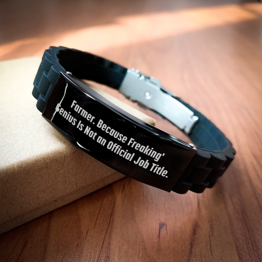 Farmer's genius Unlocked - Funny Quote Glide lock Clasp Bracelet, Adjustable Gifts from Men for Farmer, Unique Graduation Gifts for Him - Image 2