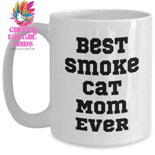 Gifts for Best Smoke Cat Mom Ever | Funny Smoke Cat White Coffee Mug | Gifts from Daughter or Son | Father's Day Unique Gifts - Main