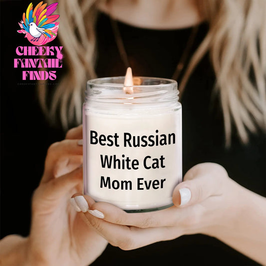 Gifts for Russian White Cat Moms - Funny 9oz Vanilla Soy Candles - Best Russian White Cat Mom Ever Gifts from Kids - Unique Father's Day Unique Gifts for Cat Lovers - Image 2