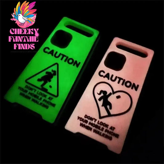 Glow-In-The-Dark Creative Funny Warning Sign Phone Case For iPhone16 15 13 14 12 11ProMax Lovely Street Fashion Soft Back Cover Cheeky Fantail Finds