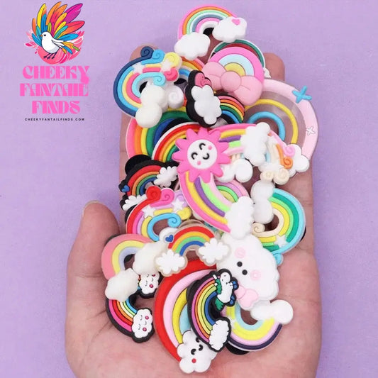 Good Quality 1pcs PVC Shoe Charms Colorful Beautiful Rainbow White Clouds Accessories DIY Shoe Ornament Fit Wristband Hot Gift - Cheeky Fantail Finds