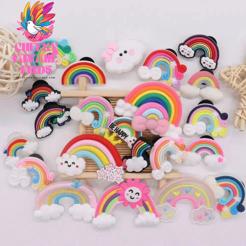 Good Quality 1pcs PVC Shoe Charms Colorful Beautiful Rainbow White Clouds Accessories DIY Shoe Ornament Fit Wristband Hot Gift - Cheeky Fantail Finds