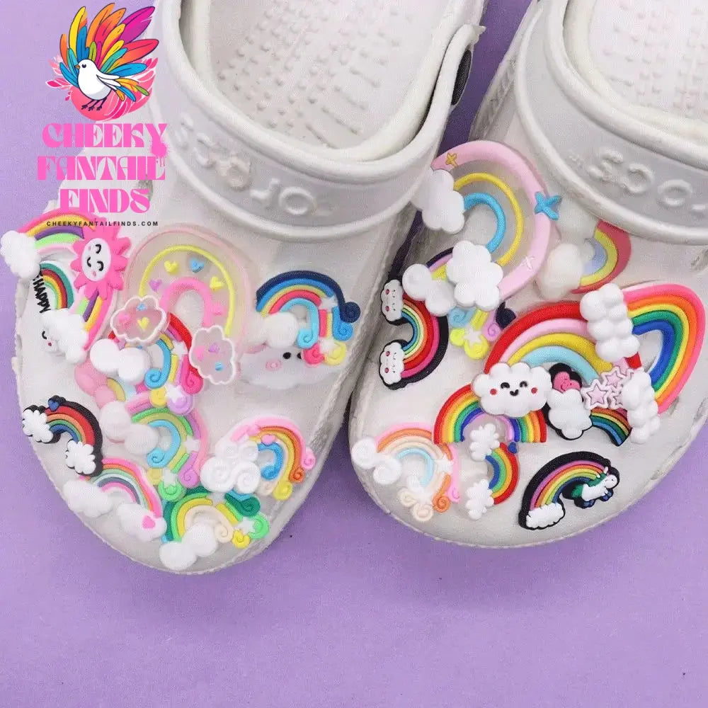 Good Quality 1pcs PVC Shoe Charms Colorful Beautiful Rainbow White Clouds Accessories DIY Shoe Ornament Fit Wristband Hot Gift - Cheeky Fantail Finds