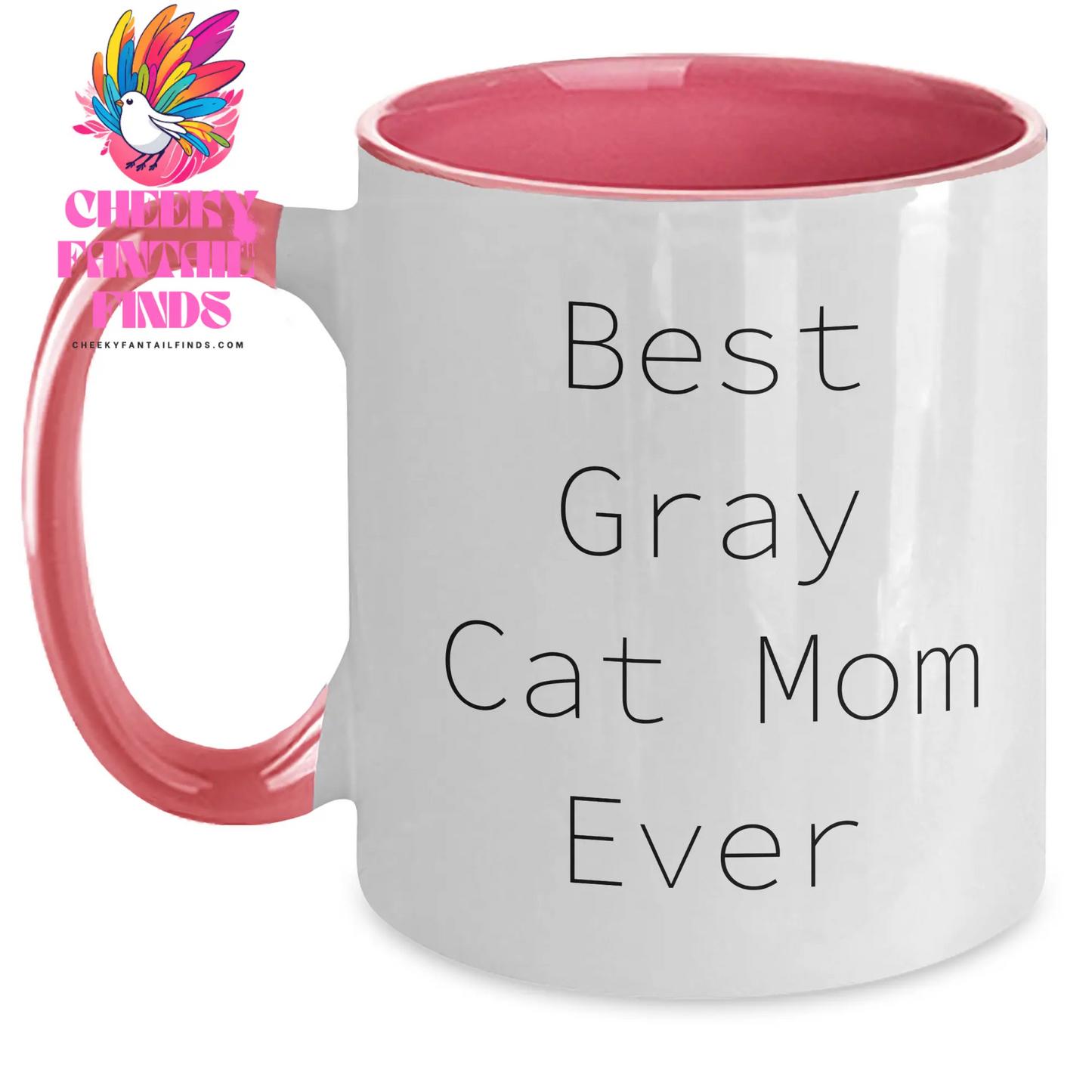 Gray Cat Mom Ever Gray Cat Lovers Gifts for Dad on Father's Day Unique Two Tone Ceramic Coffee Mugs for Gray Cat Enthusiasts Funny Gifts for Gray Cat Dad - Main