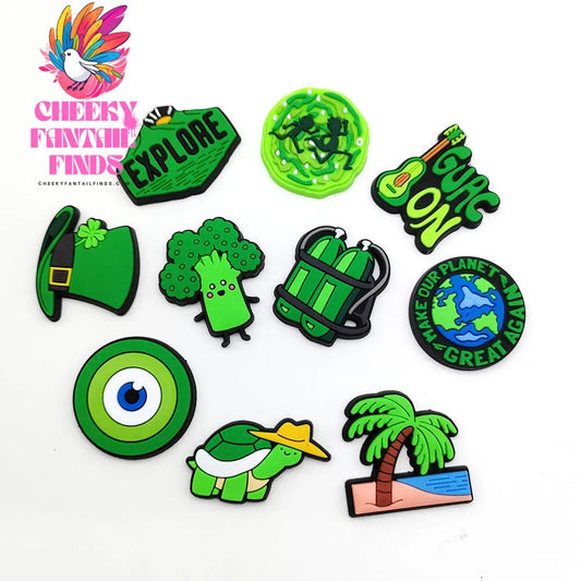 Green Cute Cartoon Shoe Flower Accessories Decorative Button Cheeky Fantail Finds