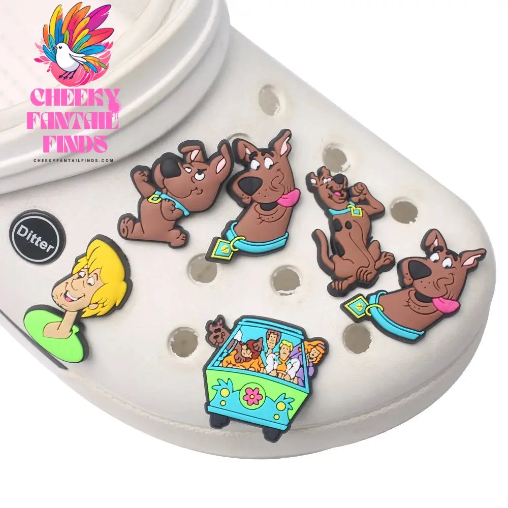 HOT Sale 1pcs Classic Scoob Cartoon Movie series Shoe Charms Accessories Decorations PVC Buckle for Kids Party Xmas Gifts Cheeky Fantail Finds