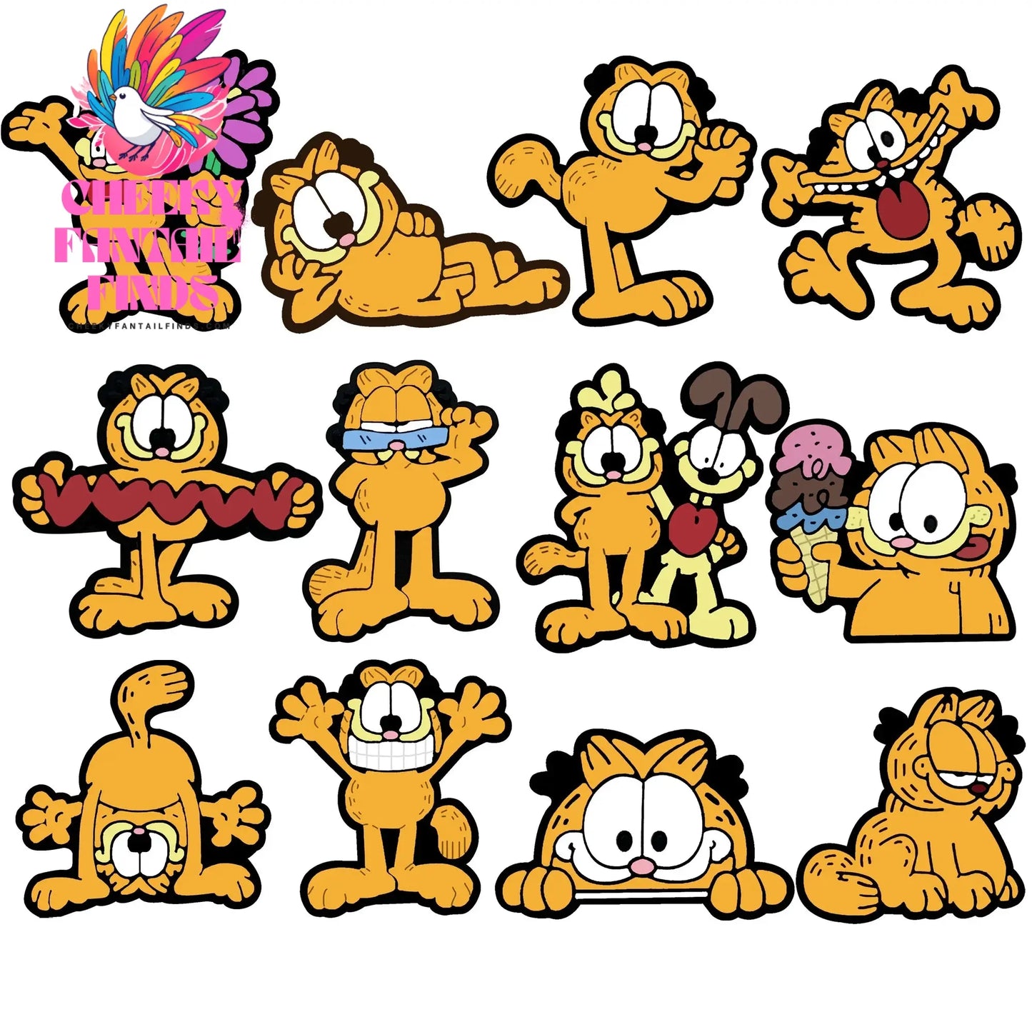 Hot 12Pcs Garfield cat Charms Slippers new Decor pretty Accessories Shoes Flower Game Figure Sandals Ornament Shoe Buckle Cheeky Fantail Finds