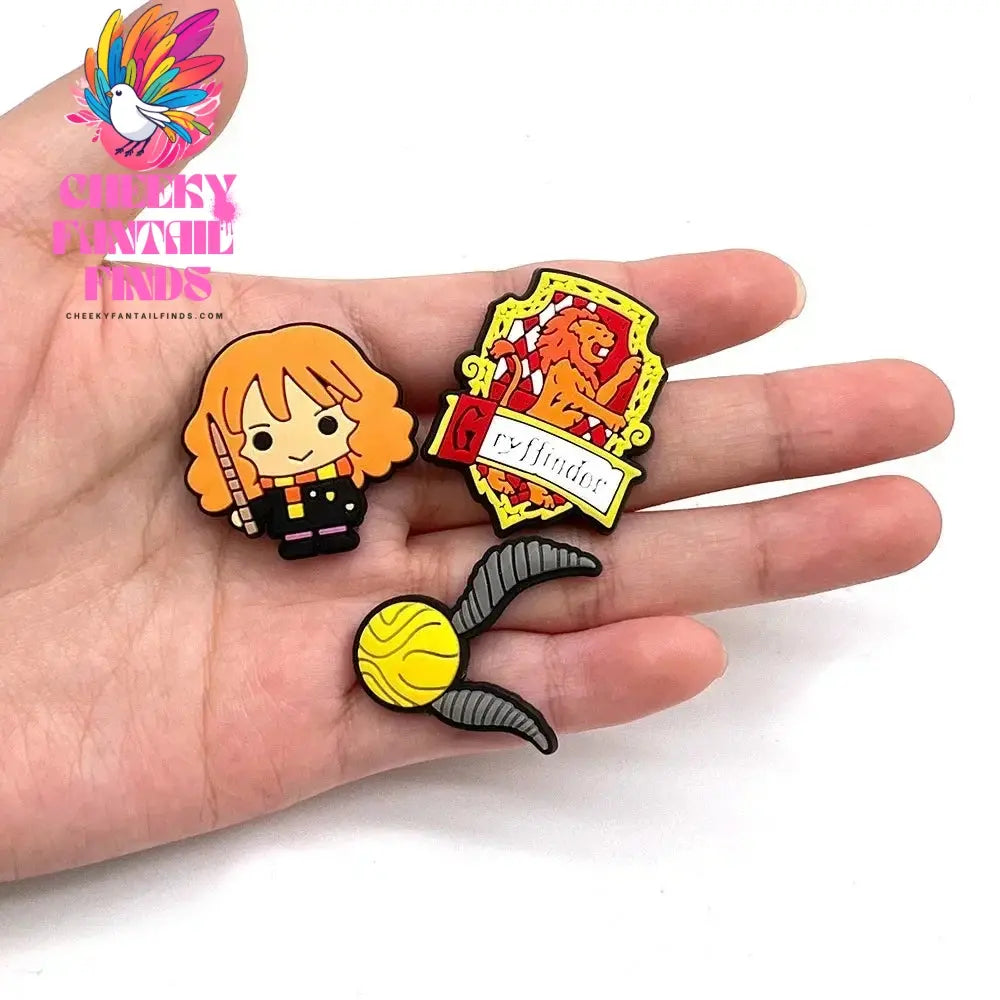 Hot 17Pcs/set Harrypotter Cartoon Kid Shoes Accessories PVC Buckle Decoration Fit for shoe Harry Potter Shoe Kid Gift Cheeky Fantail Finds