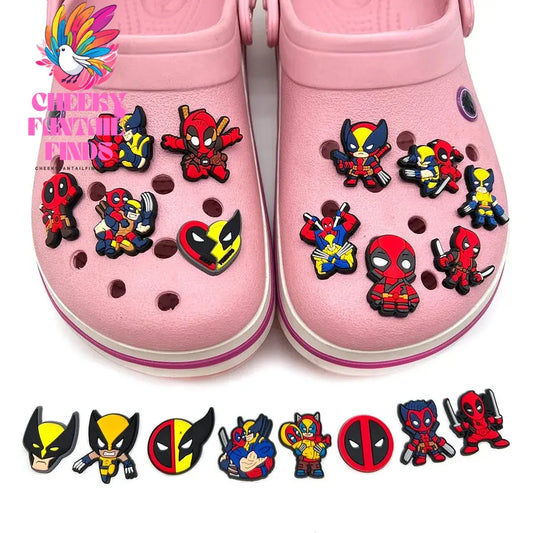 Hot 19pcs/set Deadpool & Wolverine Shoe Charms for DIY Shoe Decorations Accessories Decorations Sandal Decorate Kids Gifts Cheeky Fantail Finds