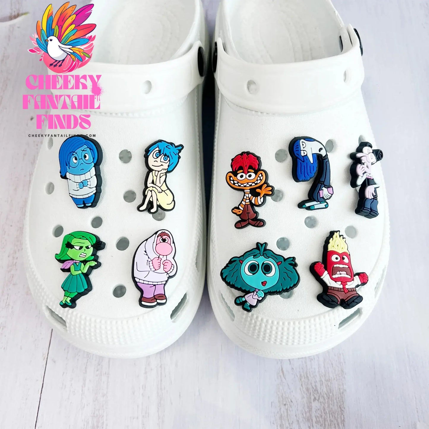 Hot 9Pcs Inside Out Charms Slippers new Decor pretty Accessories Shoes Flower Game Figure Sandals Ornament Shoe Buckle Cheeky Fantail Finds