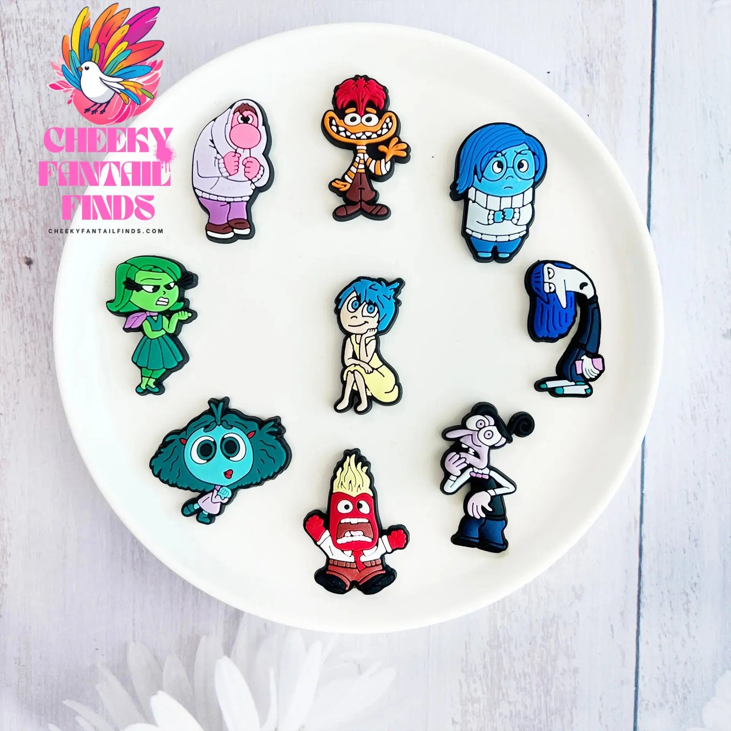 Hot 9Pcs Inside Out Charms Slippers new Decor pretty Accessories Shoes Flower Game Figure Sandals Ornament Shoe Buckle Cheeky Fantail Finds