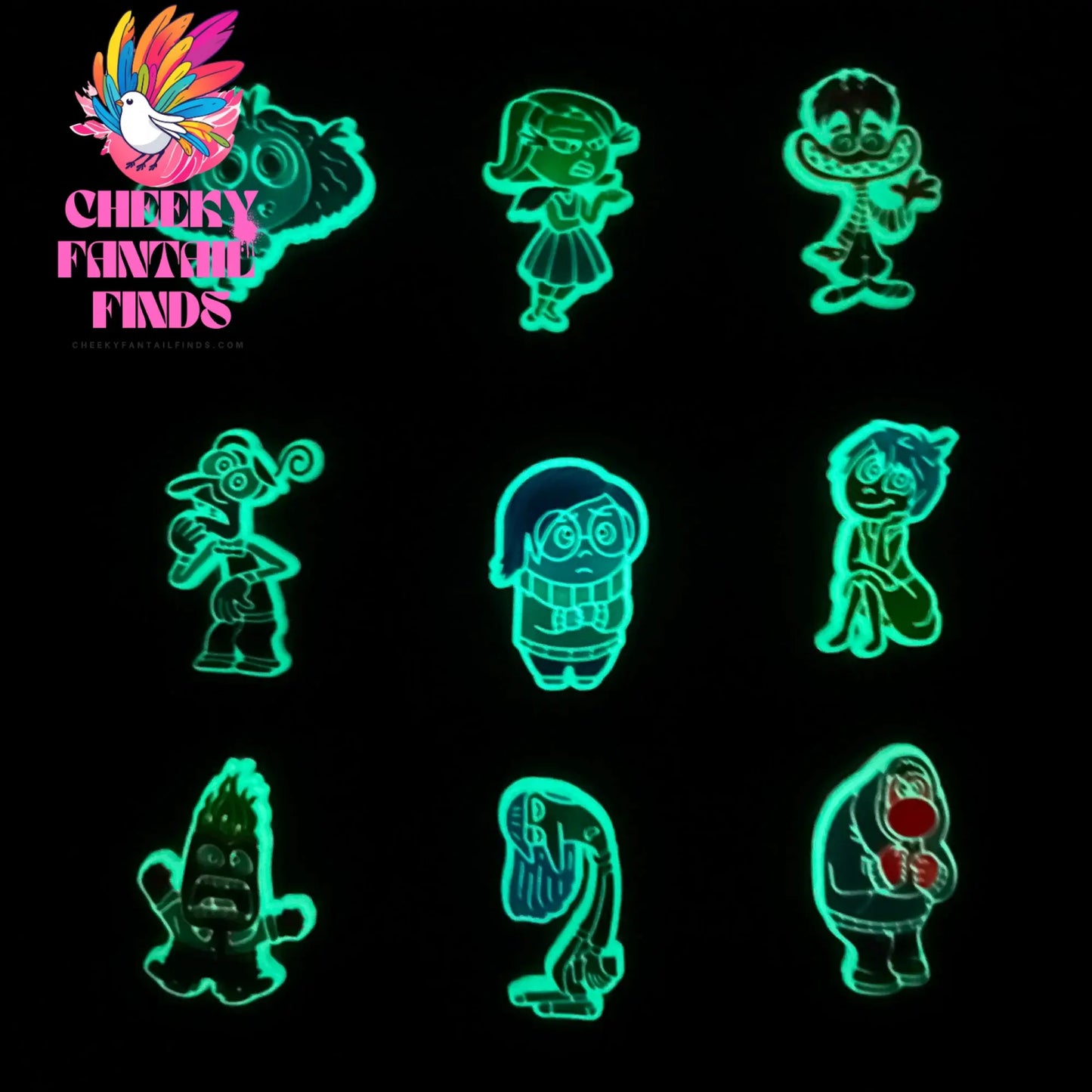 Hot 9pcs Luminous Inside Out Series Shoe Charms For Bubble Slides Sandals, Halloween And Christmas Santa Claus Charms Cheeky Fantail Finds