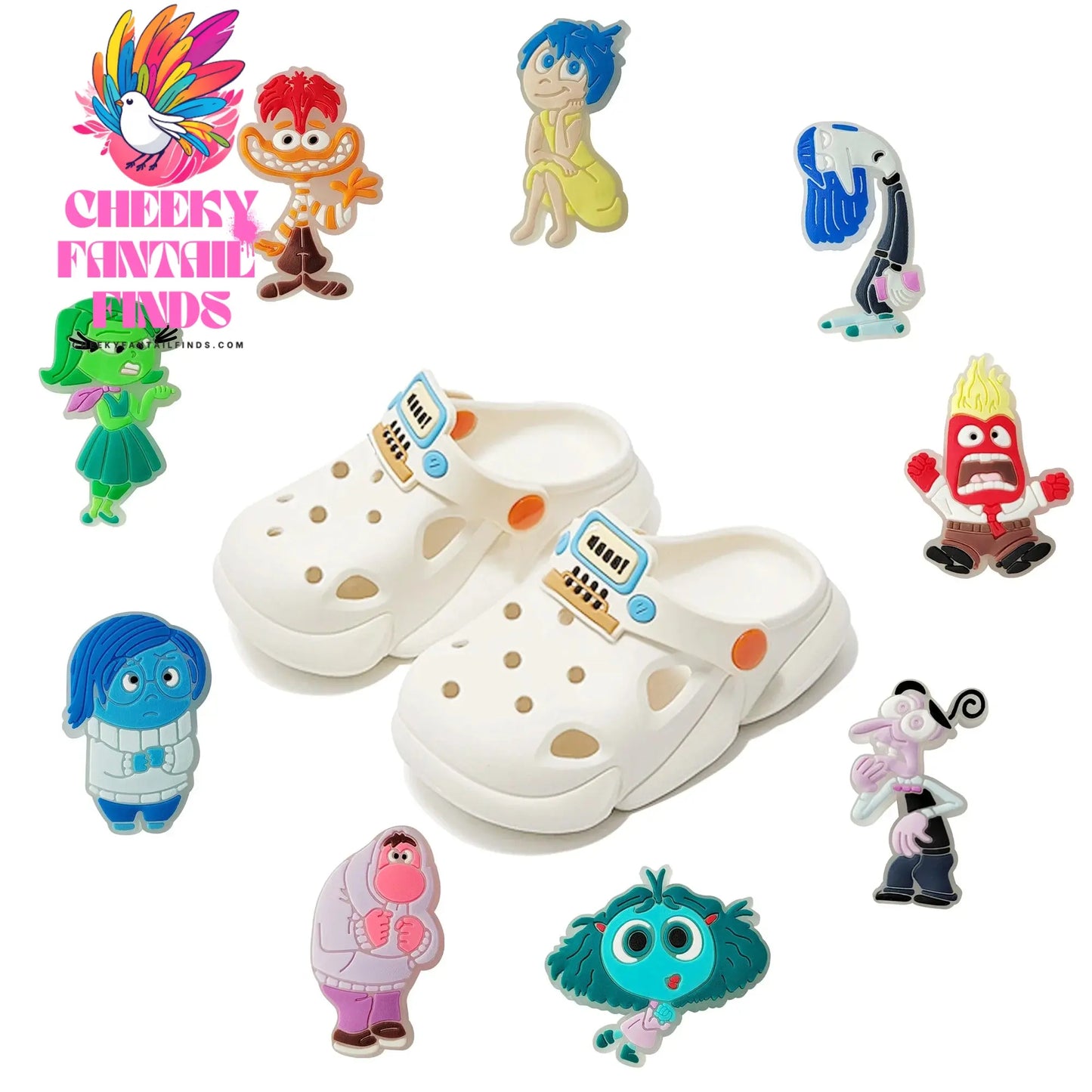 Hot 9pcs Luminous Inside Out Series Shoe Charms For Bubble Slides Sandals, Halloween And Christmas Santa Claus Charms Cheeky Fantail Finds