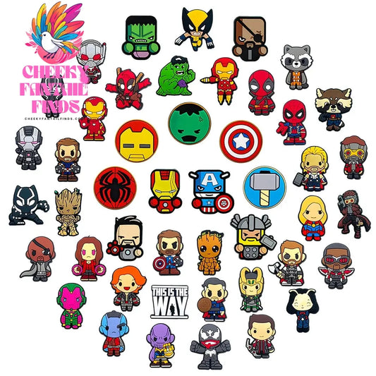 Hot Disney 1PCS Funny Cartoon Marvel Characters DlY Shoe Charms PVC Cool Hero Accessories Decorate Kid Boy Girl X-mas Party Gift Cheeky Fantail Finds