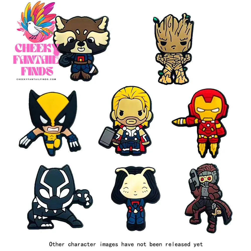 Hot Disney 1PCS Funny Cartoon Marvel Characters DlY Shoe Charms PVC Cool Hero Accessories Decorate Kid Boy Girl X-mas Party Gift Cheeky Fantail Finds