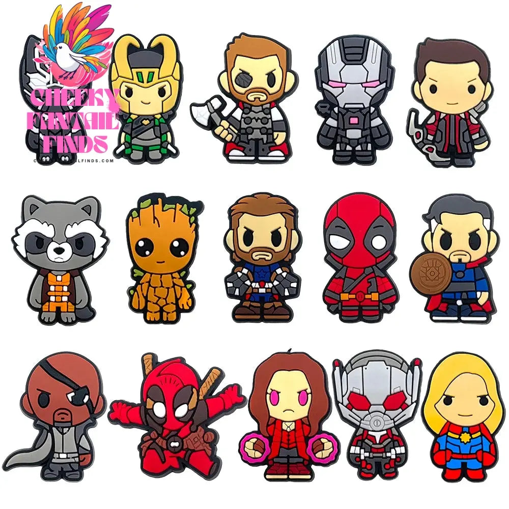 Hot Disney 1PCS Funny Cartoon Marvel Characters DlY Shoe Charms PVC Cool Hero Accessories Decorate Kid Boy Girl X-mas Party Gift Cheeky Fantail Finds
