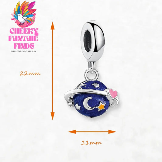 Hot Fashion Jewelry Dark Blue Saturn Planet Pendant Dangle Charm Real 925 Sterling Silver Gift For Women Men Cheeky Fantail Finds