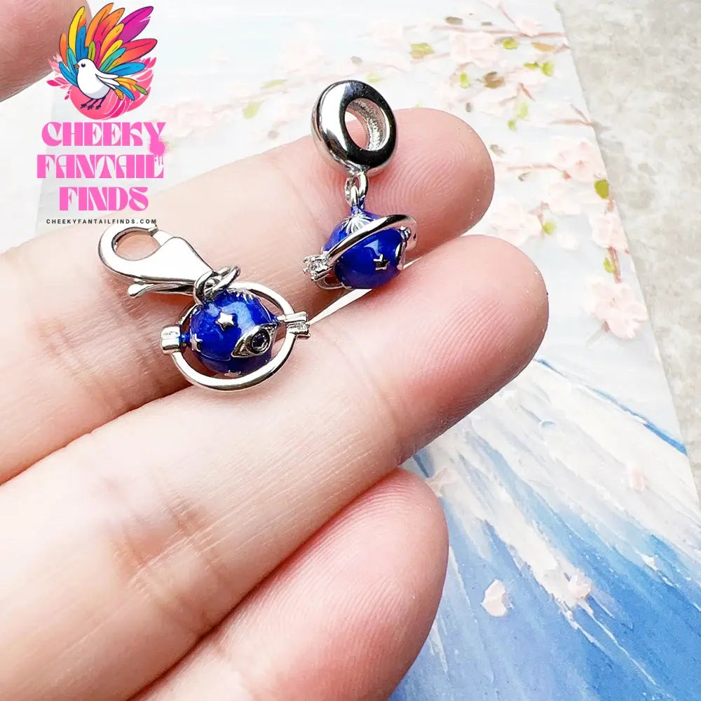 Hot Fashion Jewelry Dark Blue Saturn Planet Pendant Dangle Charm Real 925 Sterling Silver Gift For Women Men Cheeky Fantail Finds
