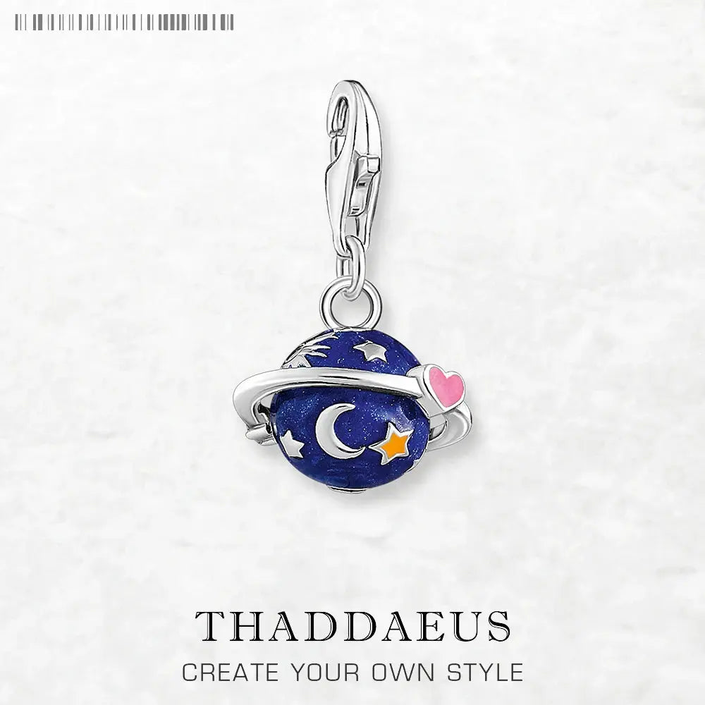 Hot Fashion Jewelry Dark Blue Saturn Planet Pendant Dangle Charm Real 925 Sterling Silver Gift For Women Men Cheeky Fantail Finds