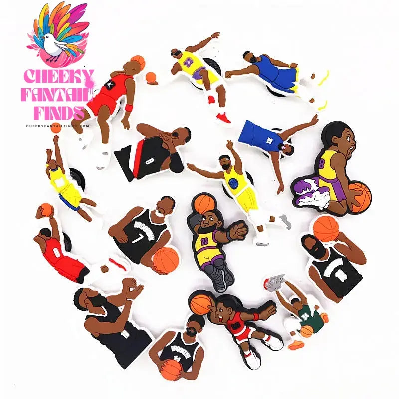 Hot Sale 1pcs Sports Basketball Allstar Shoe ball Charms PVC for James BROOKLYN Slippers Accessories Clogs Decorations Kid's Gifts Cheeky Fantail Finds