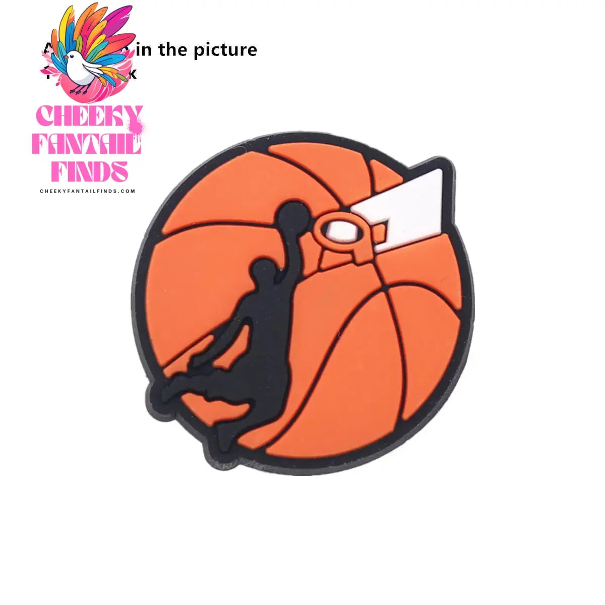 Hot Sale 1pcs Sports Basketball Allstar Shoe ball Charms PVC for James BROOKLYN Slippers Accessories Clogs Decorations Kid's Gifts Cheeky Fantail Finds