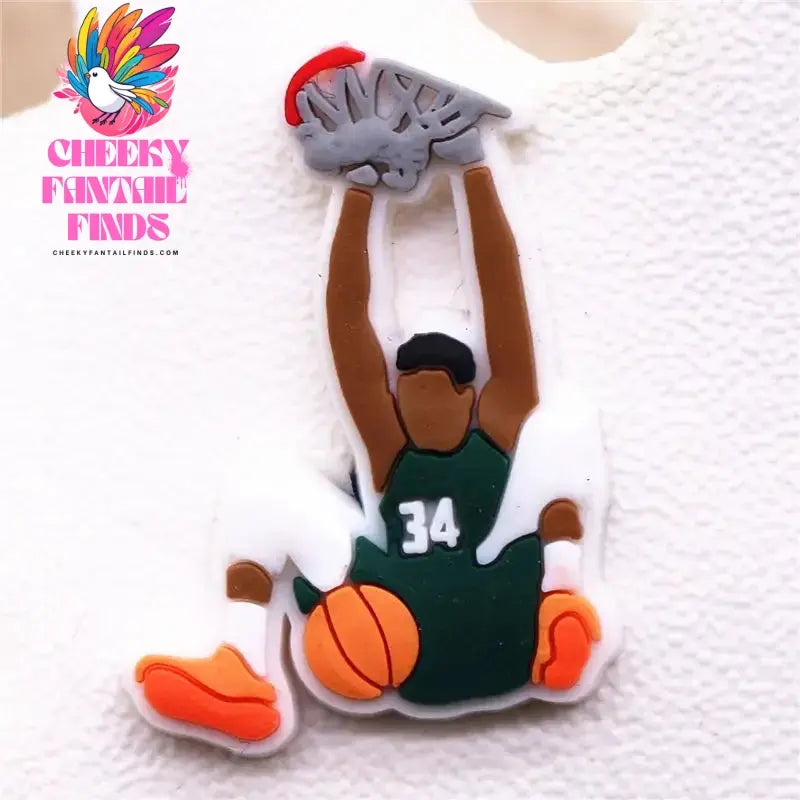 Hot Sale 1pcs Sports Basketball Allstar Shoe ball Charms PVC for James BROOKLYN Slippers Accessories Clogs Decorations Kid's Gifts Cheeky Fantail Finds