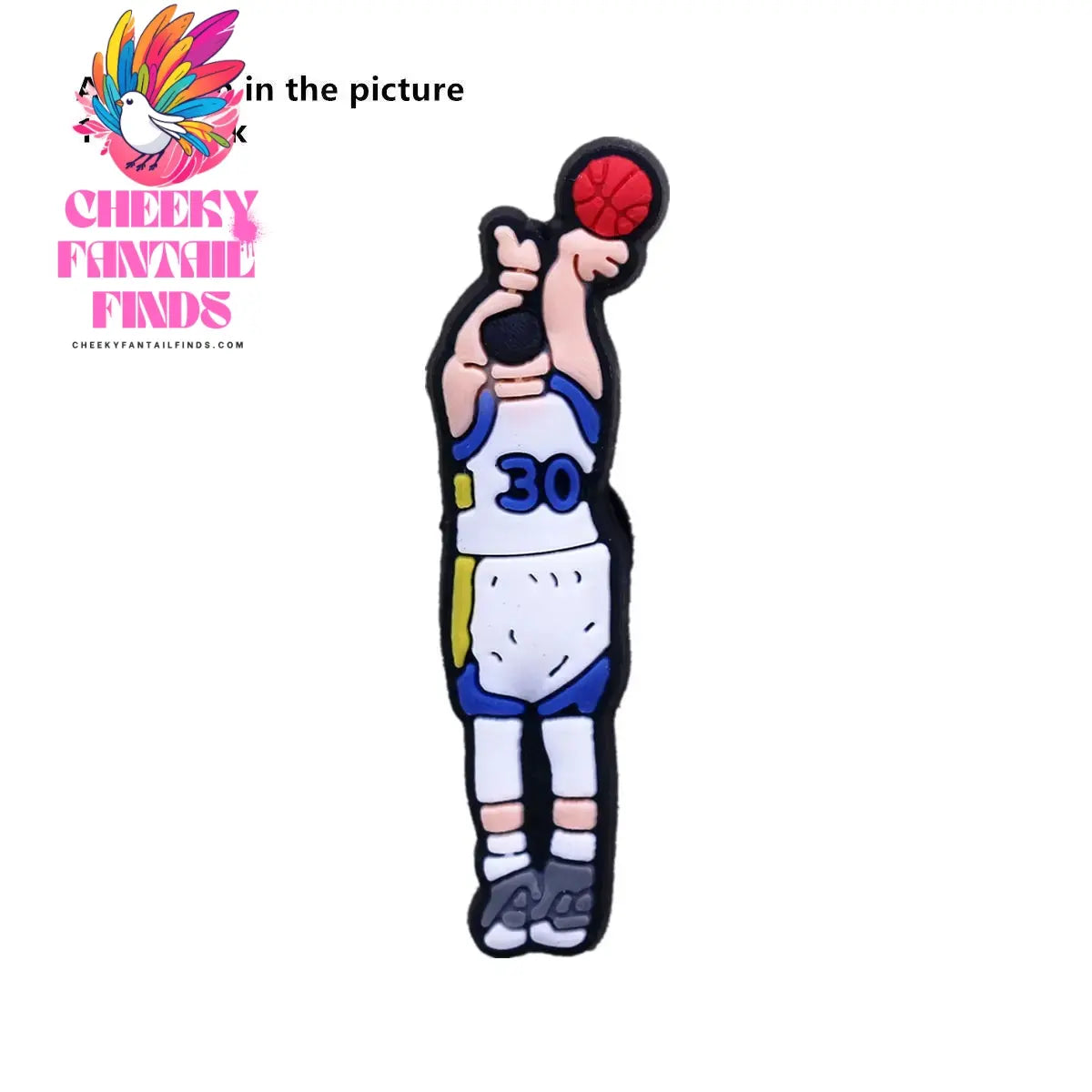 Hot Sale 1pcs Sports Basketball Allstar Shoe ball Charms PVC for James BROOKLYN Slippers Accessories Clogs Decorations Kid's Gifts Cheeky Fantail Finds