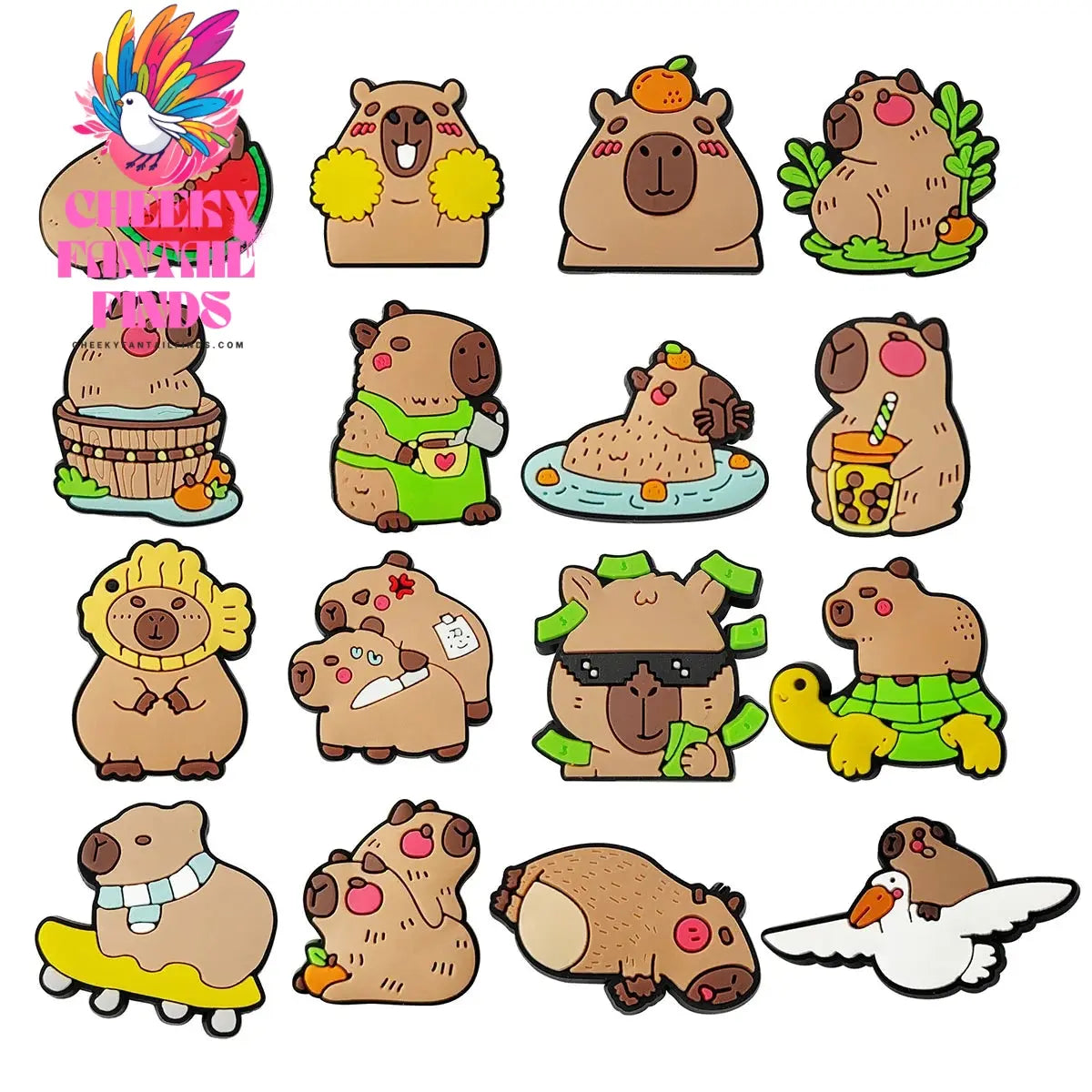 Hot Sale PVC Cute Capybara Shoe Charms for Shoe Accessories Pin DIY Clogs Decorate Kids Adult Party Gifts Cheeky Fantail Finds