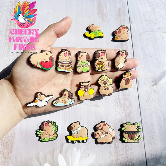 Hot Sale PVC Cute Capybara Shoe Charms for Shoe Accessories Pin DIY Clogs Decorate Kids Adult Party Gifts Cheeky Fantail Finds