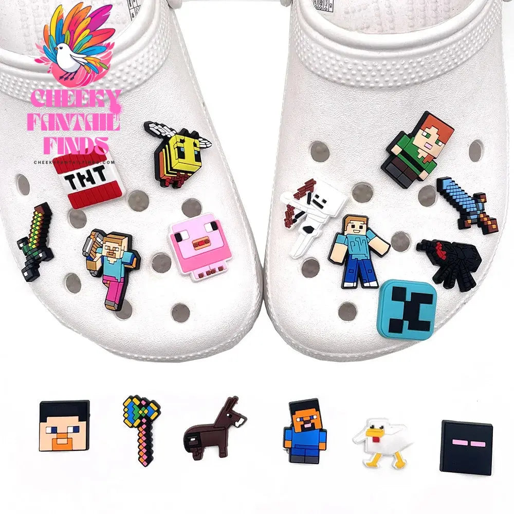 Hot set My World Shoe Charms Shoe Flower PVC pretty Cartoon DIY Funny Shoe novelty Accessories Fit Clog Buckle Unisex Gift Cheeky Fantail Finds