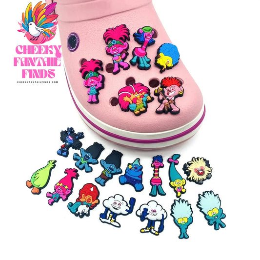 How Trolls Anime Shoe set accessories Buckle Accessories Melody Cartoon Shoe Decoration Charms Kids Christmas Gifts Cheeky Fantail Finds